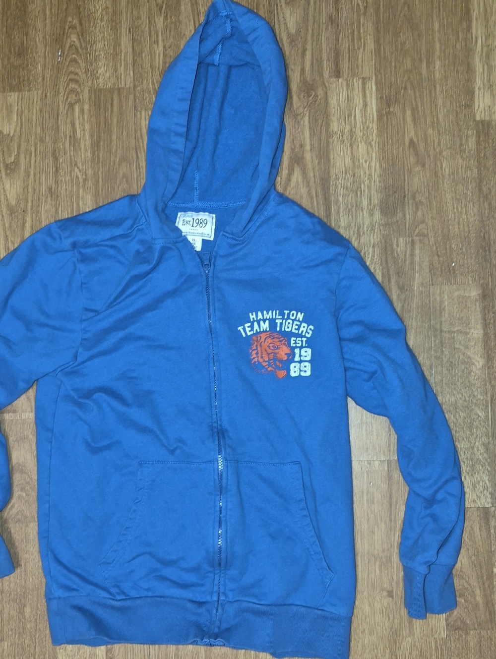 Team Tigers Blue Kids Zip-Up Hoodie Size XL 14